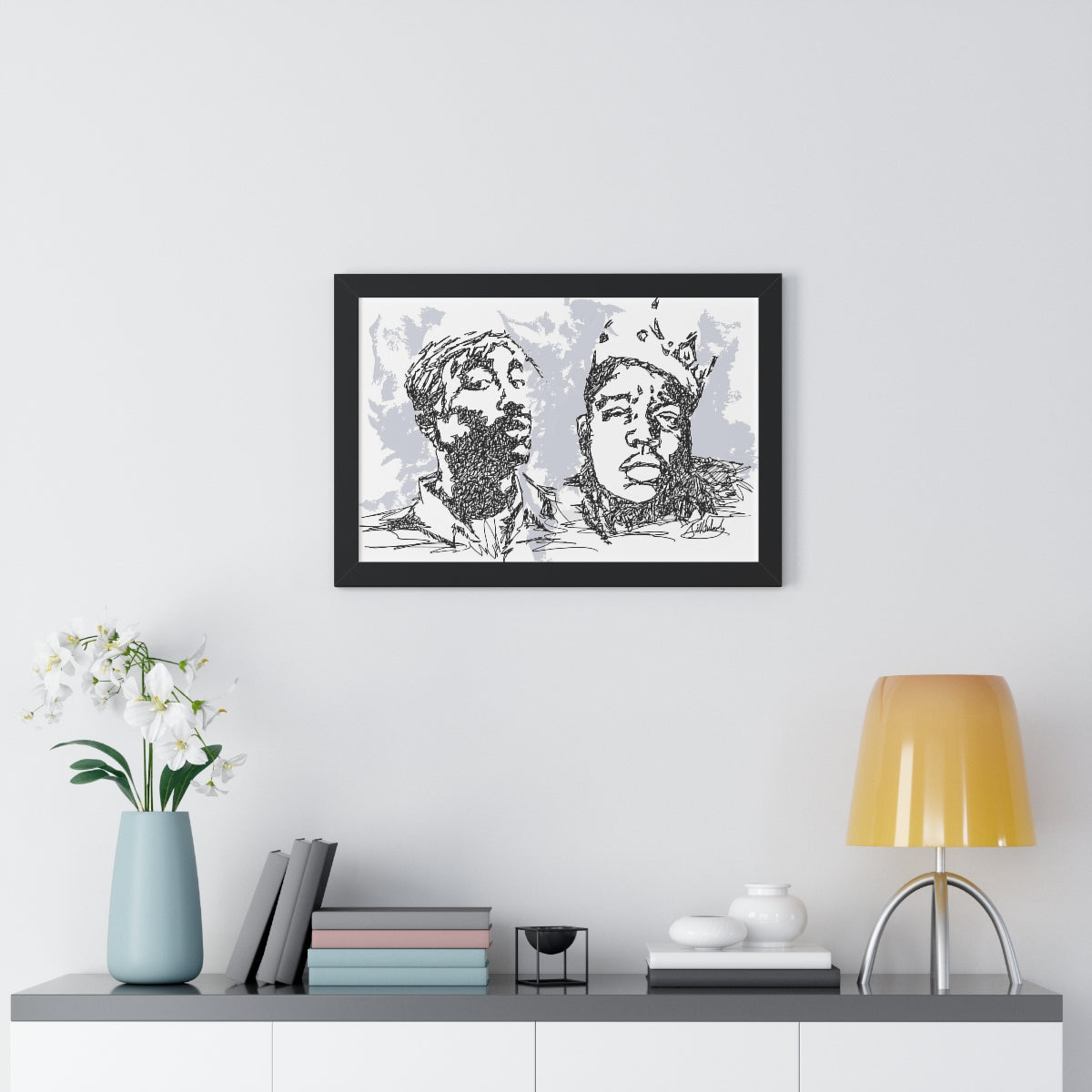 East Meets West: Biggie & Tupac Doodle [Framed]