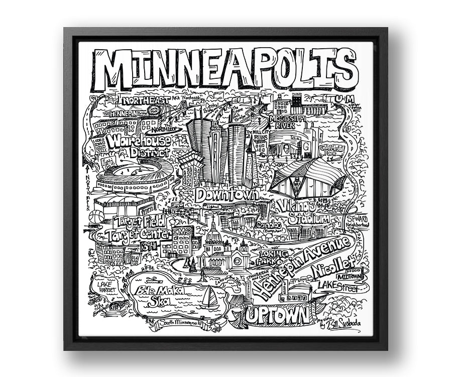 Minneapolis "My View" Doodle by Bill Svoboda [Framed]