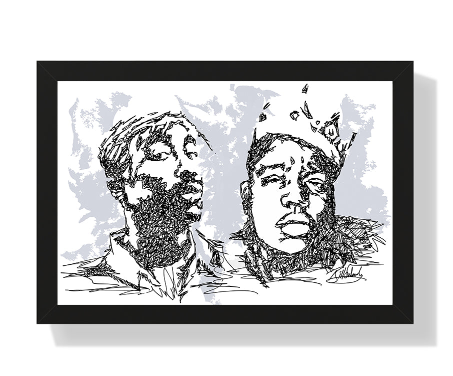 East Meets West: Biggie & Tupac Doodle [Framed]