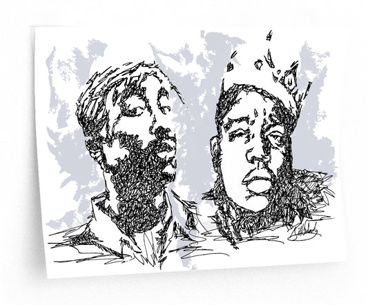 East Meets West: Biggie & Tupac Doodle (PRINT)