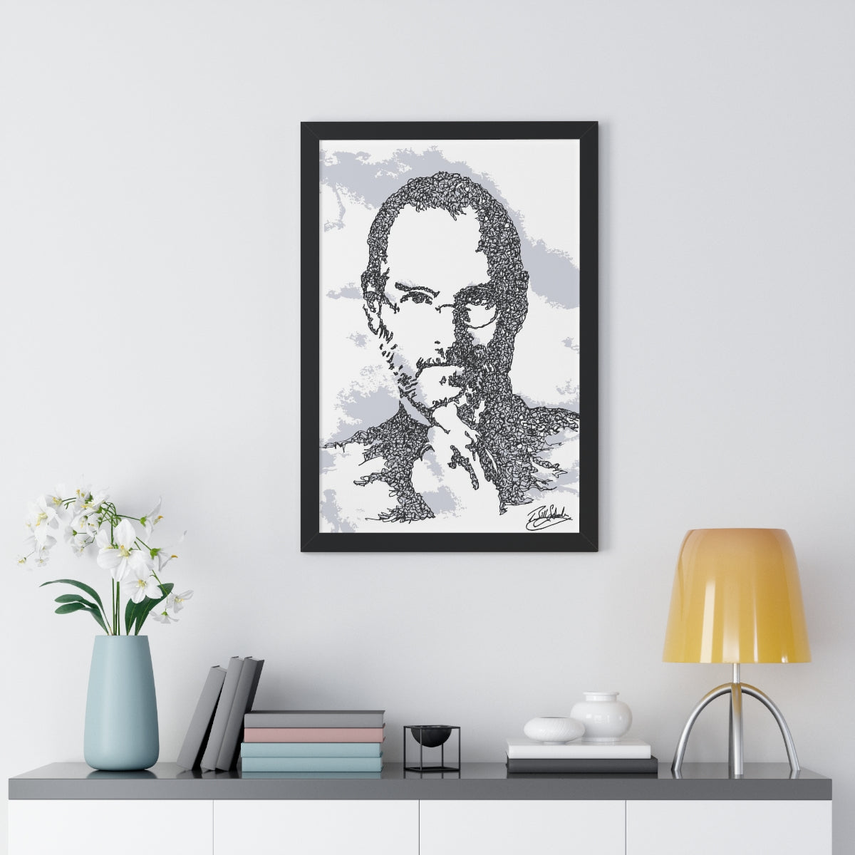 Steve Jobs Deep Thought Doodle [Framed]